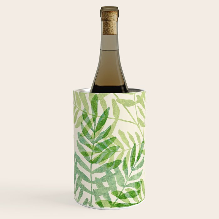 Tropical Forest Fern Fronds - botanical greenery design Wine Chiller Gallery Image 3