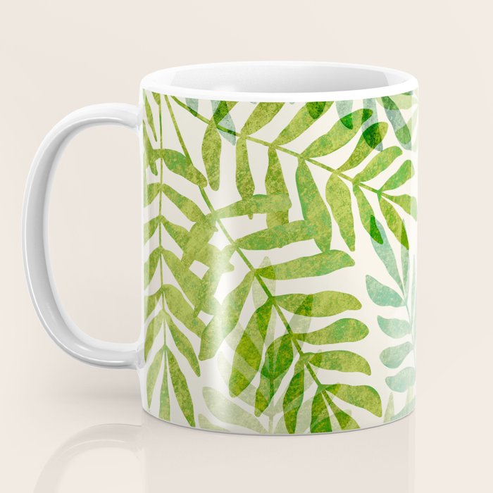 Tropical Forest Fern Fronds - botanical greenery design Coffee Mug Gallery Image 3