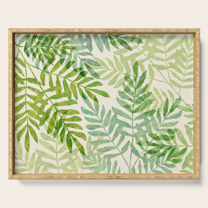 Tropical Forest Fern Fronds - botanical greenery design Serving Tray Gallery Image 1
