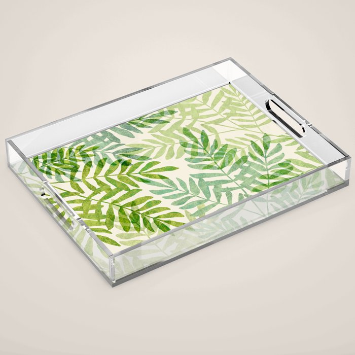 Tropical Forest Fern Fronds - botanical greenery design Acrylic Tray Gallery Image 1