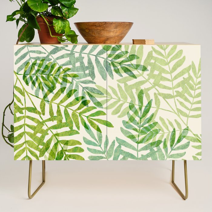 Tropical Forest Fern Fronds - botanical greenery design Credenza Gallery Image 1
