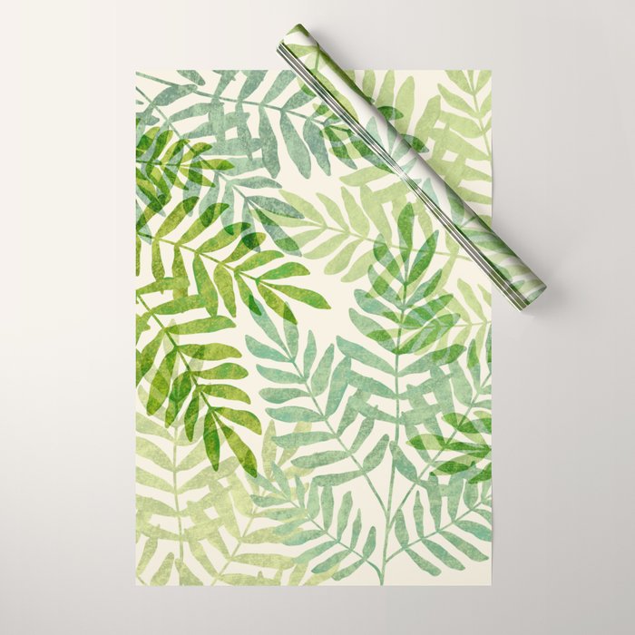 Tropical Forest Fern Fronds - botanical greenery design Wrapping Paper Gallery Image 1