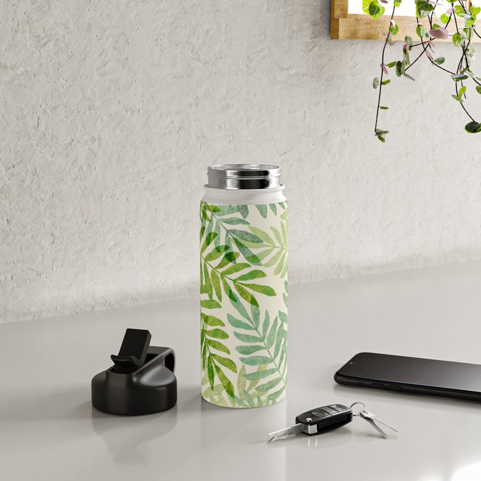 Tropical Forest Fern Fronds - botanical greenery design Water Bottle Gallery Image 4