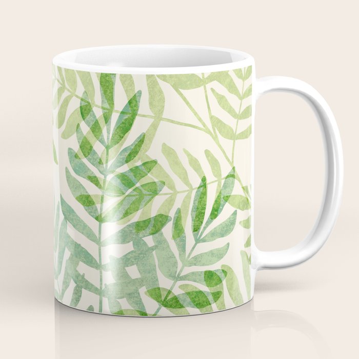 Tropical Forest Fern Fronds - botanical greenery design Coffee Mug Gallery Image 1