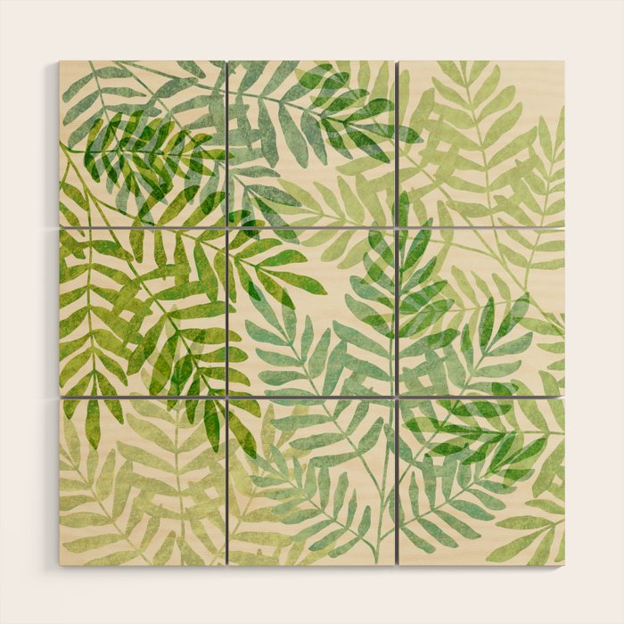 Tropical Forest Fern Fronds - botanical greenery design Wood Wall Art Gallery Image 1