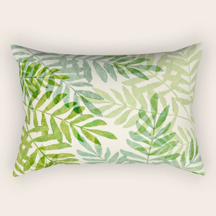 Tropical Forest Fern Fronds - botanical greenery design Rectangular Pillow Gallery Image 2