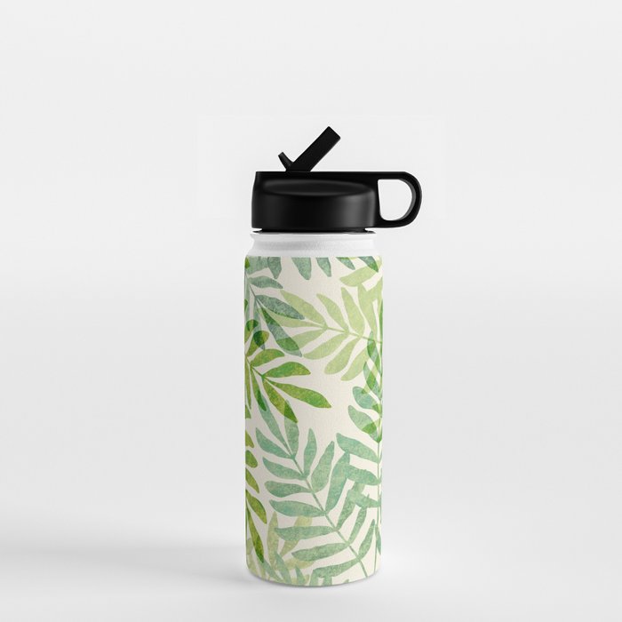 Tropical Forest Fern Fronds - botanical greenery design Water Bottle Gallery Image 1