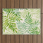 Tropical Forest Fern Fronds - botanical greenery design Outdoor Rug Gallery Image 1