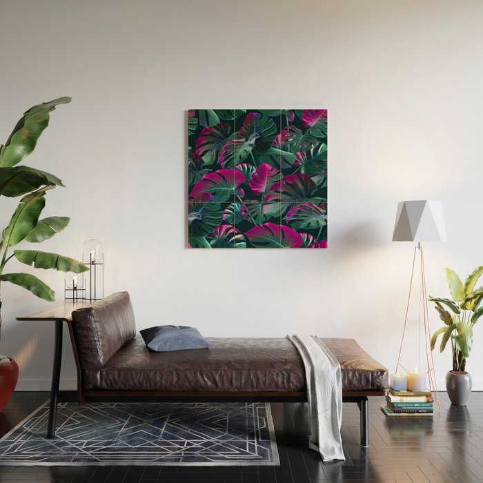 Tropical Monstera Leaf Garden Wood Wall Art Gallery Image 2