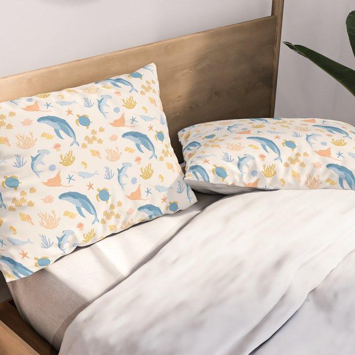 Sea Animals Pattern Pillow Sham Gallery Image 2