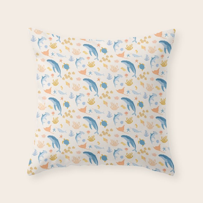 Sea Animals Pattern Throw Pillow Gallery Image 6