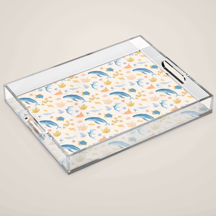 Sea Animals Pattern Acrylic Tray Gallery Image 1