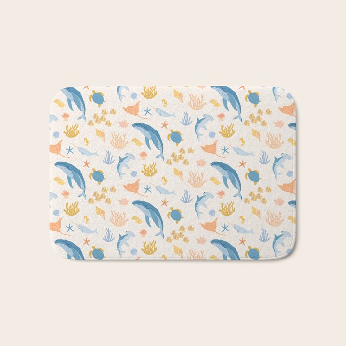 Sea Animals Pattern Bath Mat Gallery Image 1