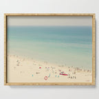 Aerial Crowded Beach - Pastel Beach - Ocean Print - Sea Travel photography Serving Tray Gallery Image 1