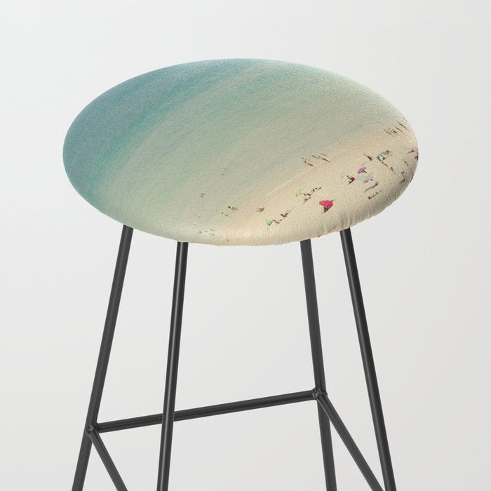 Aerial Crowded Beach - Pastel Beach - Ocean Print - Sea Travel photography Stool Gallery Image 2
