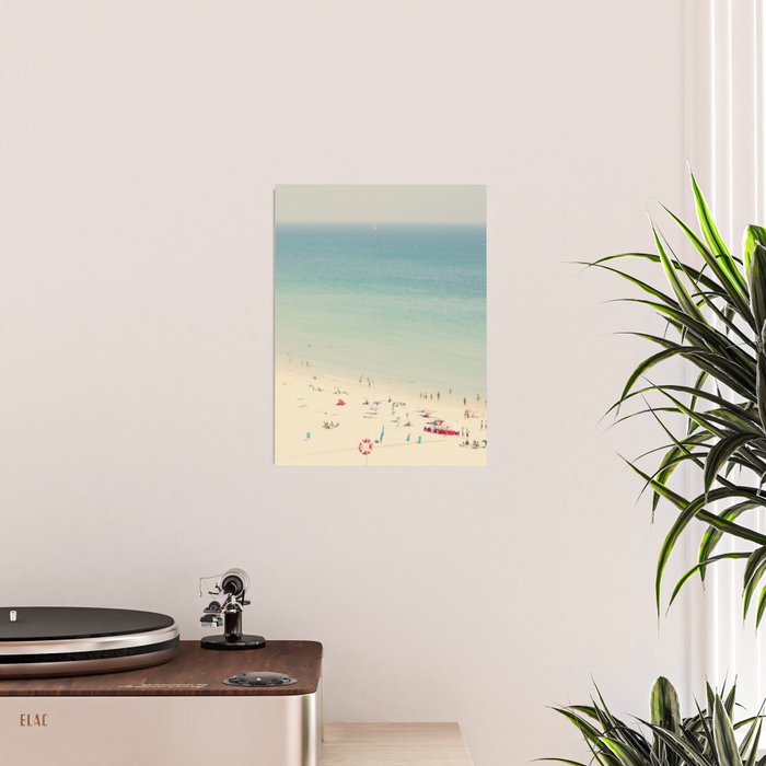 Aerial Crowded Beach - Pastel Beach - Ocean Print - Sea Travel photography Poster Gallery Image 2