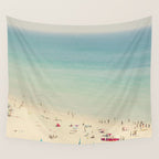 Aerial Crowded Beach - Pastel Beach - Ocean Print - Sea Travel photography Wall Tapestry Gallery Image 4