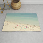 Aerial Crowded Beach - Pastel Beach - Ocean Print - Sea Travel photography Rug Gallery Image 1