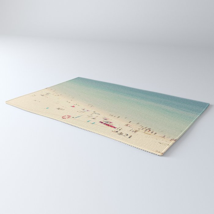 Aerial Crowded Beach - Pastel Beach - Ocean Print - Sea Travel photography Rug Gallery Image 3