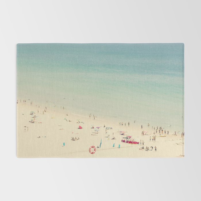 Aerial Crowded Beach - Pastel Beach - Ocean Print - Sea Travel photography Rug Gallery Image 2