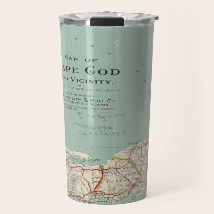 Vintage Map of Cape Cod (1917) Travel Mug Gallery Image 1
