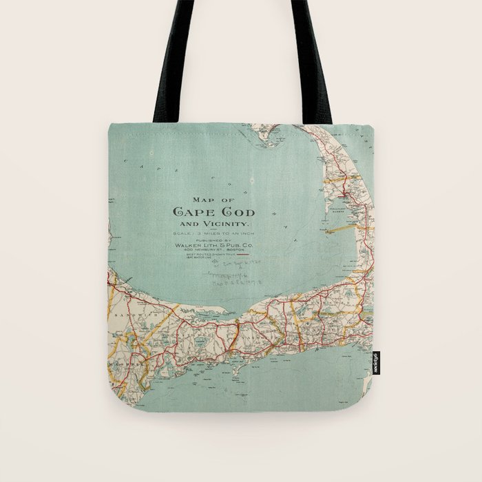 Vintage Map of Cape Cod (1917) Tote Bag Gallery Image 1