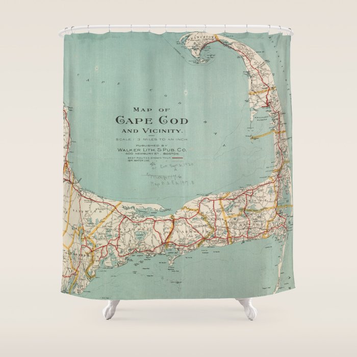 Vintage Map of Cape Cod (1917) Shower Curtain Gallery Image 1