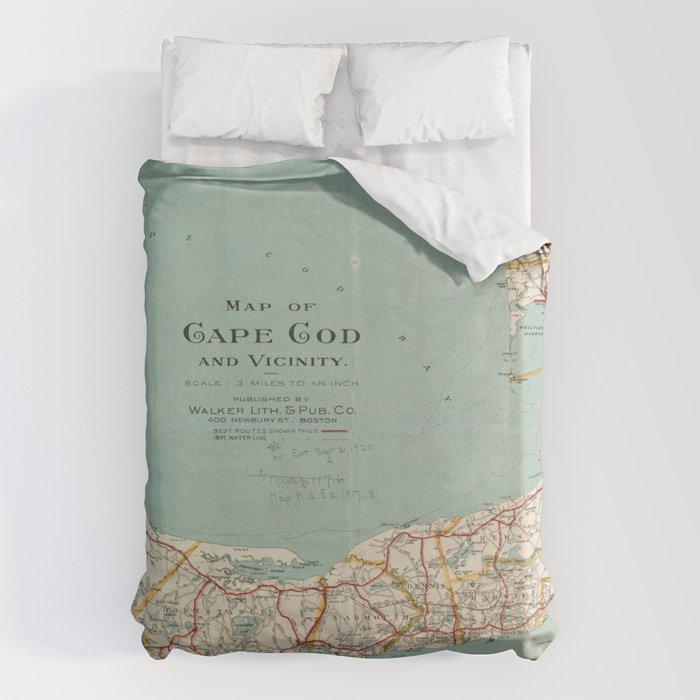 Vintage Map of Cape Cod (1917) Duvet Cover Gallery Image 6