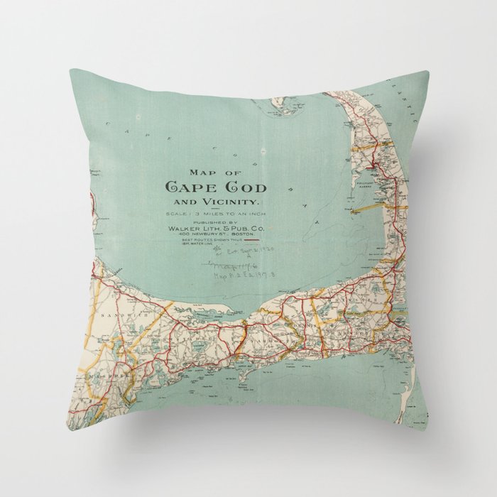 Vintage Map of Cape Cod (1917) Throw Pillow Gallery Image 6