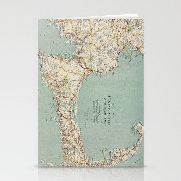 Vintage Map of Cape Cod (1917) Stationery Card Gallery Image 2