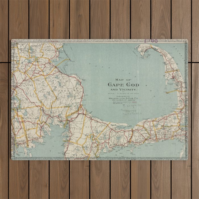 Vintage Map of Cape Cod (1917) Outdoor Rug Gallery Image 1