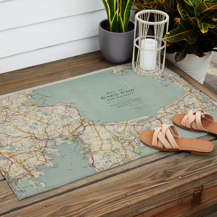 Vintage Map of Cape Cod (1917) Outdoor Rug Gallery Image 2