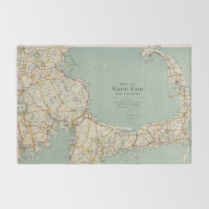 Vintage Map of Cape Cod (1917) Rug Gallery Image 2