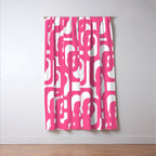 Midcentury Modern Loops Pattern Hot Pink and White Window Curtain Gallery Image 3