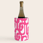 Midcentury Modern Loops Pattern Hot Pink and White Wine Chiller Gallery Image 2