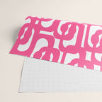 Midcentury Modern Loops Pattern Hot Pink and White Wrapping Paper Gallery Image 2