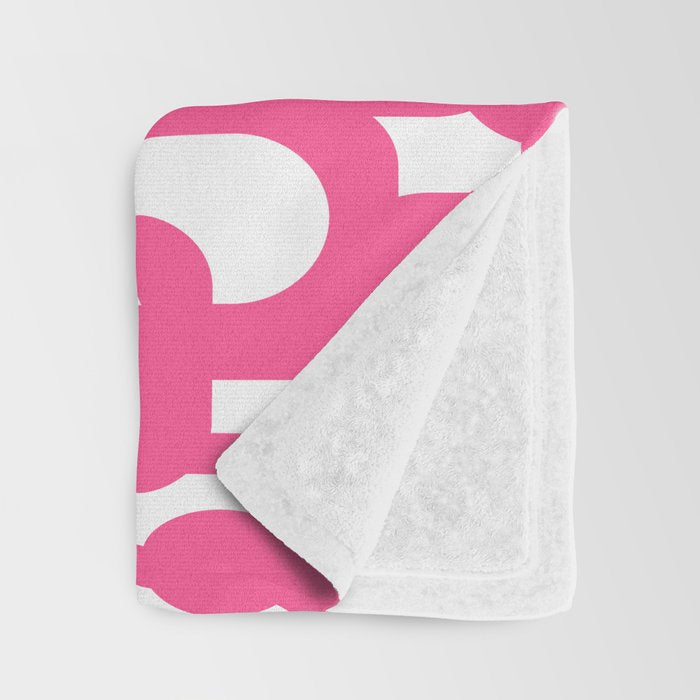 Midcentury Modern Loops Pattern Hot Pink and White Throw Blanket Gallery Image 3