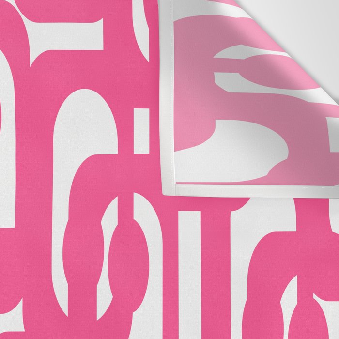 Midcentury Modern Loops Pattern Hot Pink and White Wall Tapestry Gallery Image 3