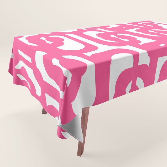 Midcentury Modern Loops Pattern Hot Pink and White Tablecloth Gallery Image 1