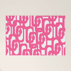 Midcentury Modern Loops Pattern Hot Pink and White Welcome Mat Gallery Image 1