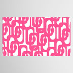 Midcentury Modern Loops Pattern Hot Pink and White Tablecloth Gallery Image 2