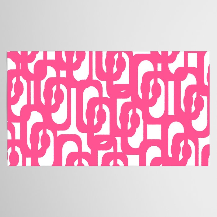 Midcentury Modern Loops Pattern Hot Pink and White Tablecloth Gallery Image 2