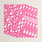Midcentury Modern Loops Pattern Hot Pink and White Wrapping Paper Gallery Image 3