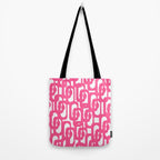 Midcentury Modern Loops Pattern Hot Pink and White Tote Bag Gallery Image 2