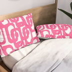 Midcentury Modern Loops Pattern Hot Pink and White Pillow Sham Gallery Image 2
