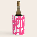 Midcentury Modern Loops Pattern Hot Pink and White Wine Chiller Gallery Image 3
