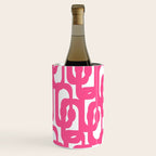Midcentury Modern Loops Pattern Hot Pink and White Wine Chiller Gallery Image 1