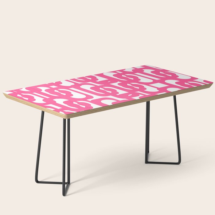 Midcentury Modern Loops Pattern Hot Pink and White Coffee Table Gallery Image 1