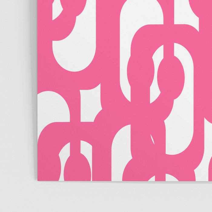Midcentury Modern Loops Pattern Hot Pink and White Poster Gallery Image 3