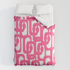 Midcentury Modern Loops Pattern Hot Pink and White Comforter Gallery Image 6